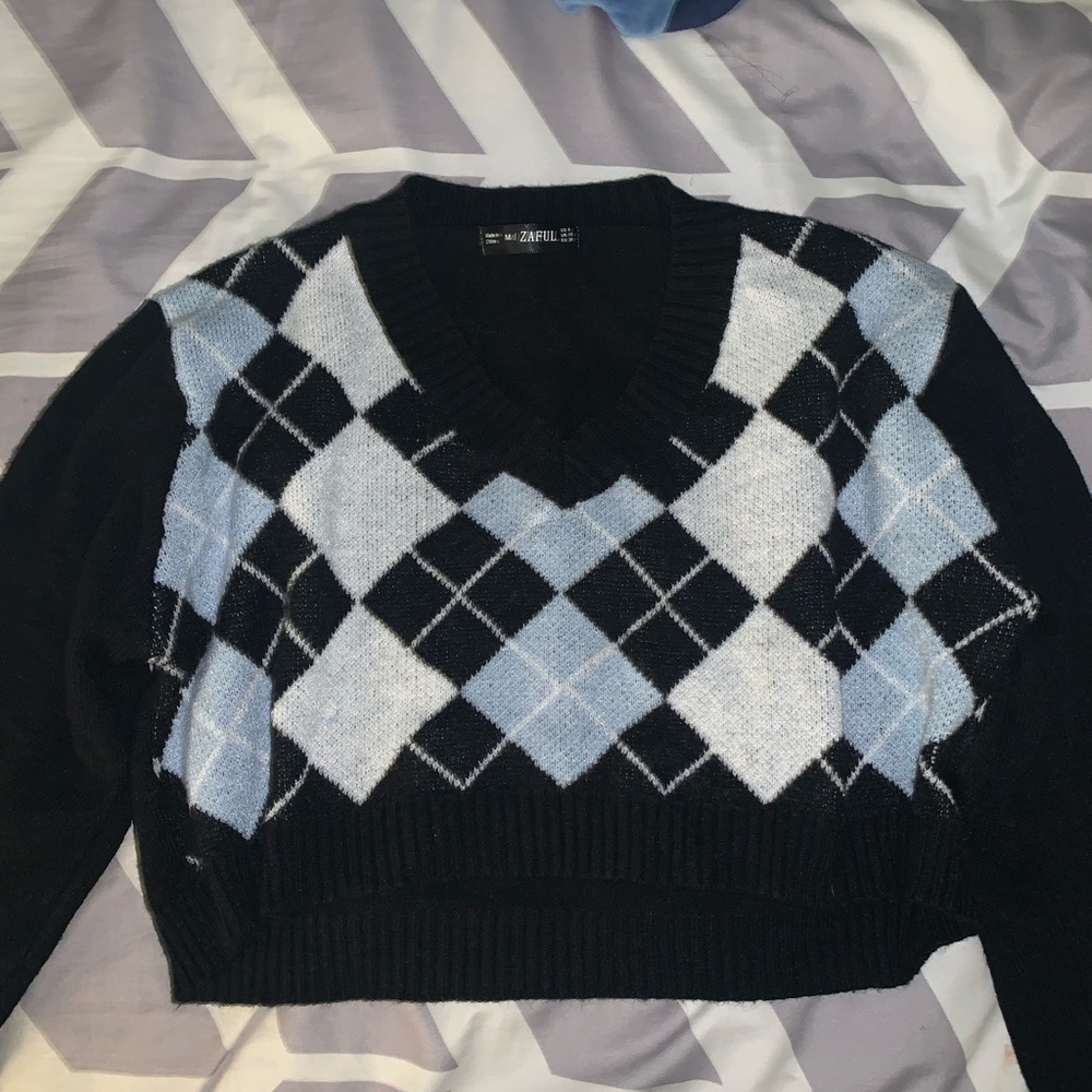 Blue Cropped Knit Sweater, ordered from Amazon but brand is Zaful